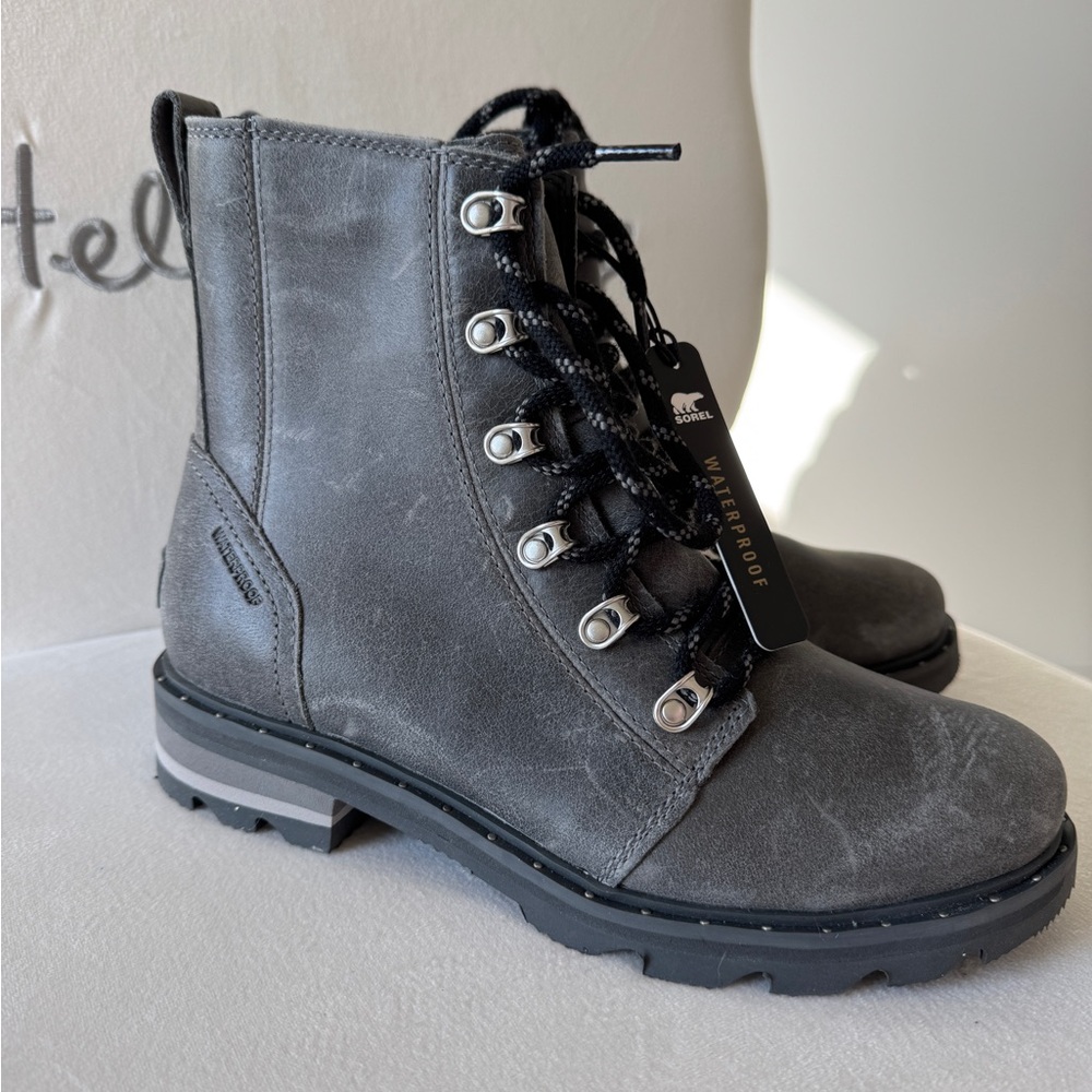 Sorel Lenox Lace Women's Grey Leather Ankle Boots Sz 7.5 - Picture 7 of 7